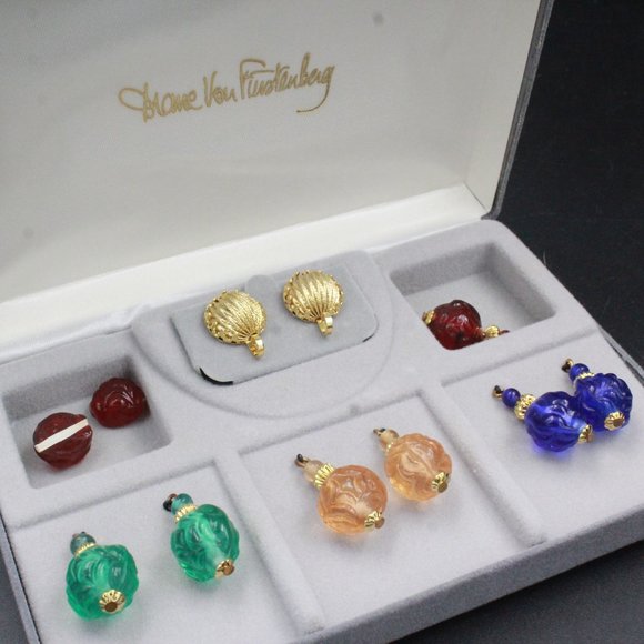 DIANE VON FURSTERNBERG DVF MOLDED GLASS INTERCHANGEABLE EARRINGS - Picture 1 of 5